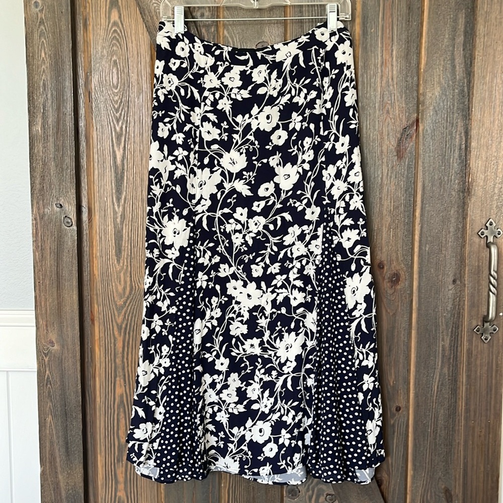 Talbots navy midi skirt